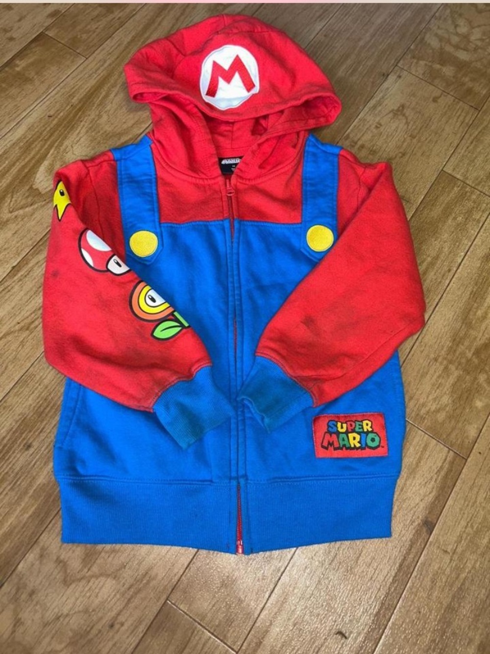 Nintendo Red and Blue Super Mario Kids Zip Hoodie